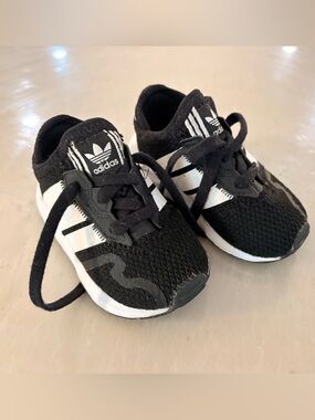 adidas Kids Black and White Mesh Sneakers